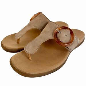 GABOR women’s casual suede thong sandal in rabbit Size 38 (US 7.5) Boho